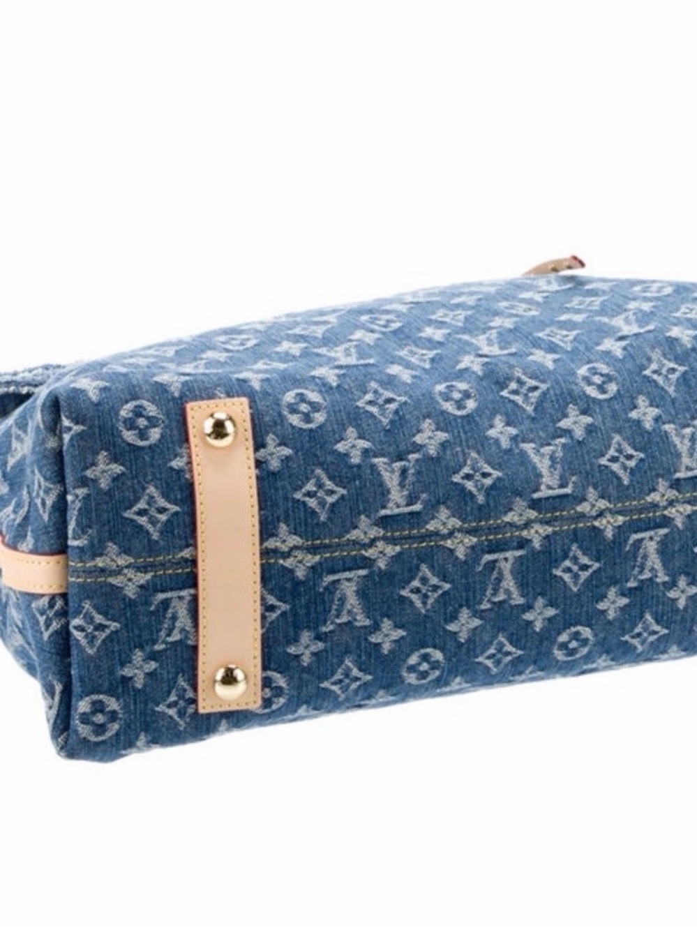 Louis Vuitton Denim Monogram Shoulder Bag with Natural Trim - Picture 8 of 12